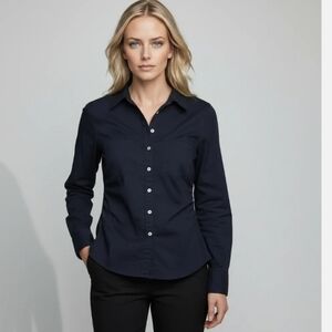 MNG By Mango Women's Navy Button Down Shirt Size 6